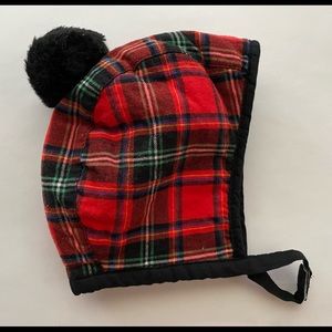 Cat & Jac Toddler Tartan Winter Hat with Velcro Chin Strap Size 12 Months